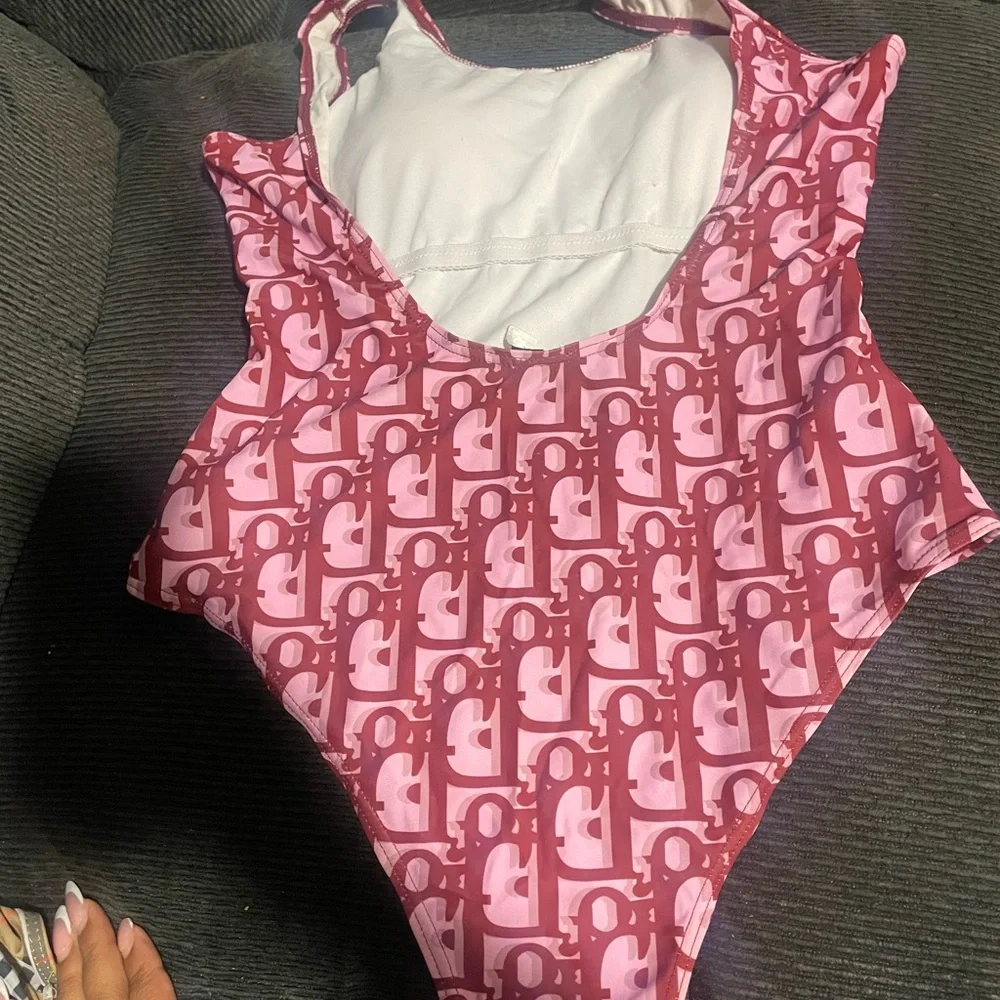 Dior Pink Logo One-Piece Swimsuit - Picture 2 of 3